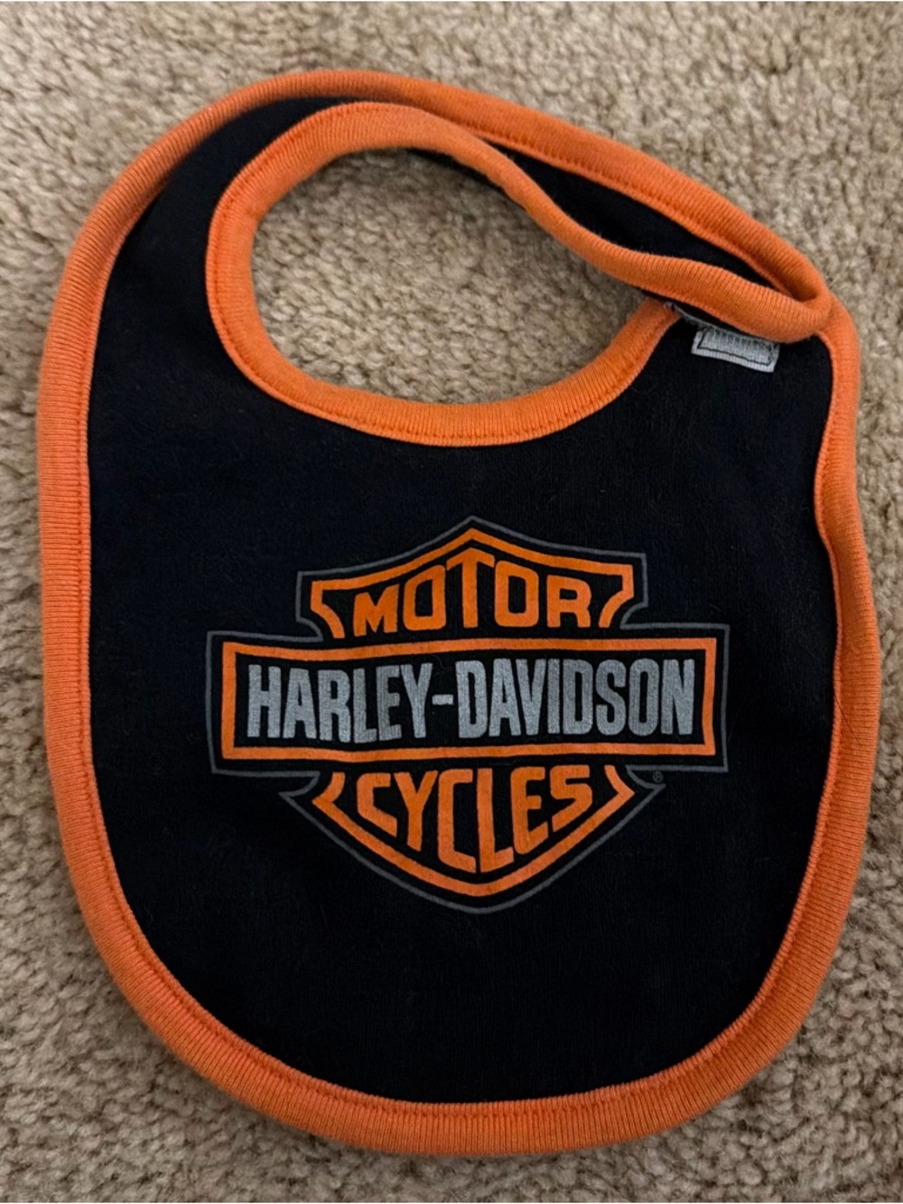 Harley‑Davidson Black & Orange Baby Bib